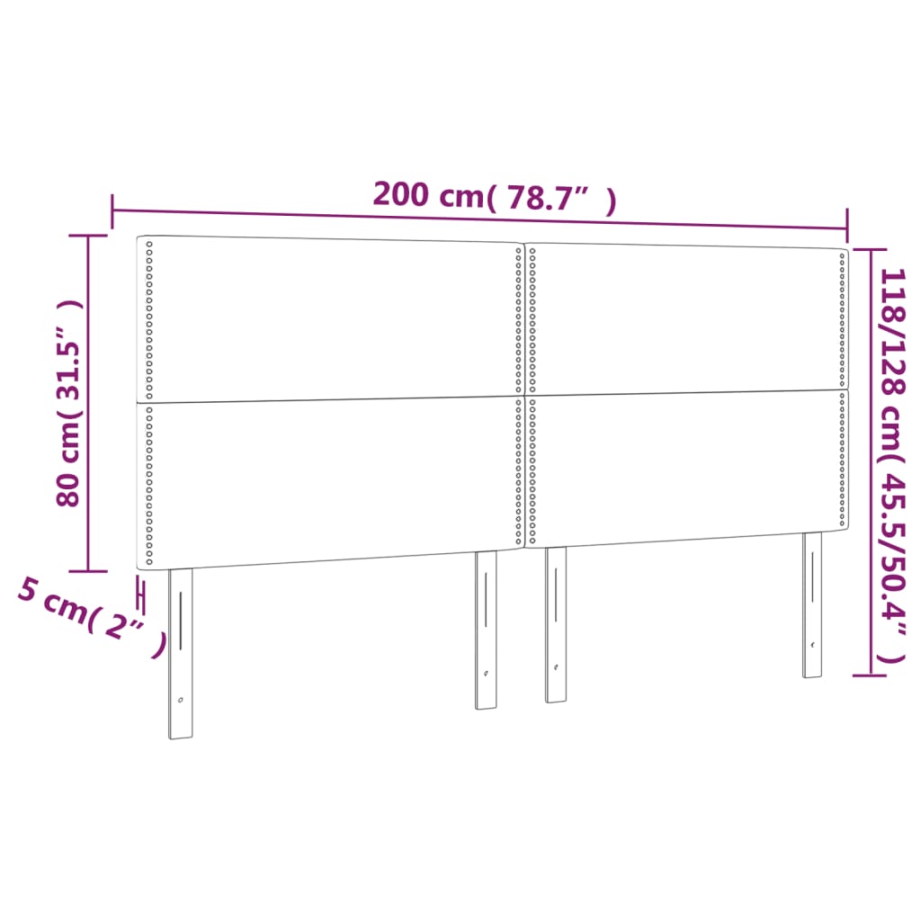 Κεφαλάρι Κρεβατιού LED Κρεμ 200x5x118/128 εκ. Υφασμάτινο