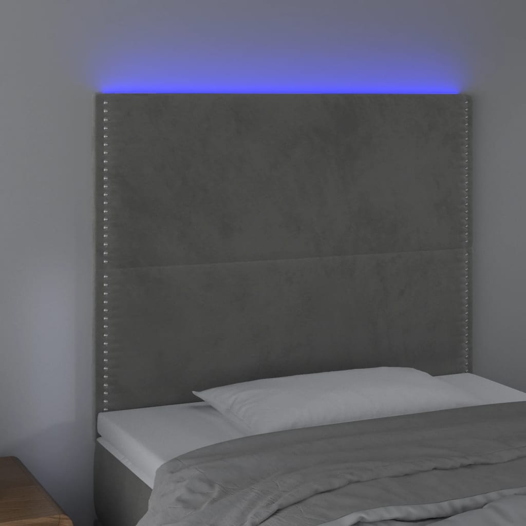 Κεφαλάρι Κρεβατιού LED Ανοιχτό Γκρι 80x5x118/128 εκ. Βελούδινο - Pakobazaar