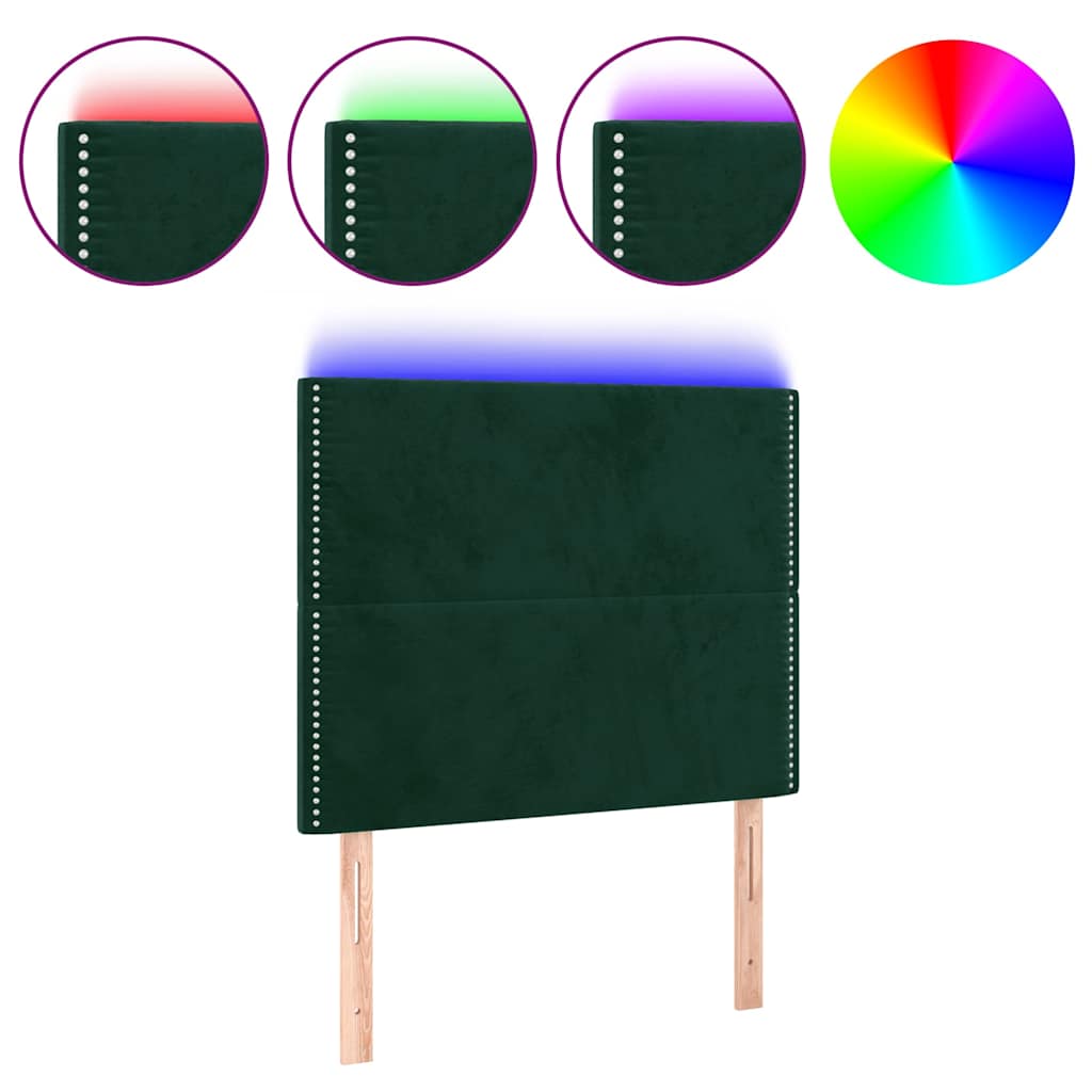 Κεφαλάρι Κρεβατιού LED Σκούρο Πράσινο 80x5x118/128εκ. Βελούδινο
