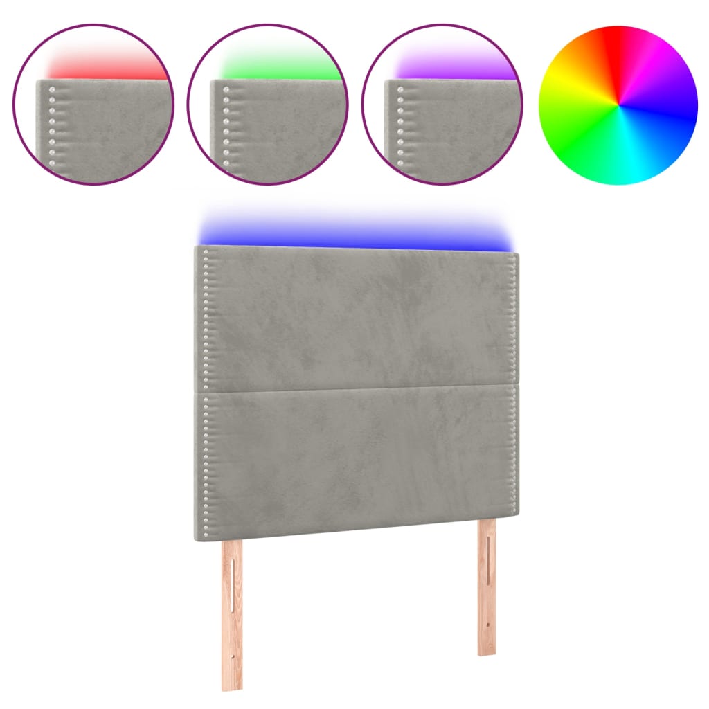 Κεφαλάρι Κρεβατιού LED Ανοιχτό Γκρι 90x5x118/128 εκ. Βελούδινο - Pakobazaar