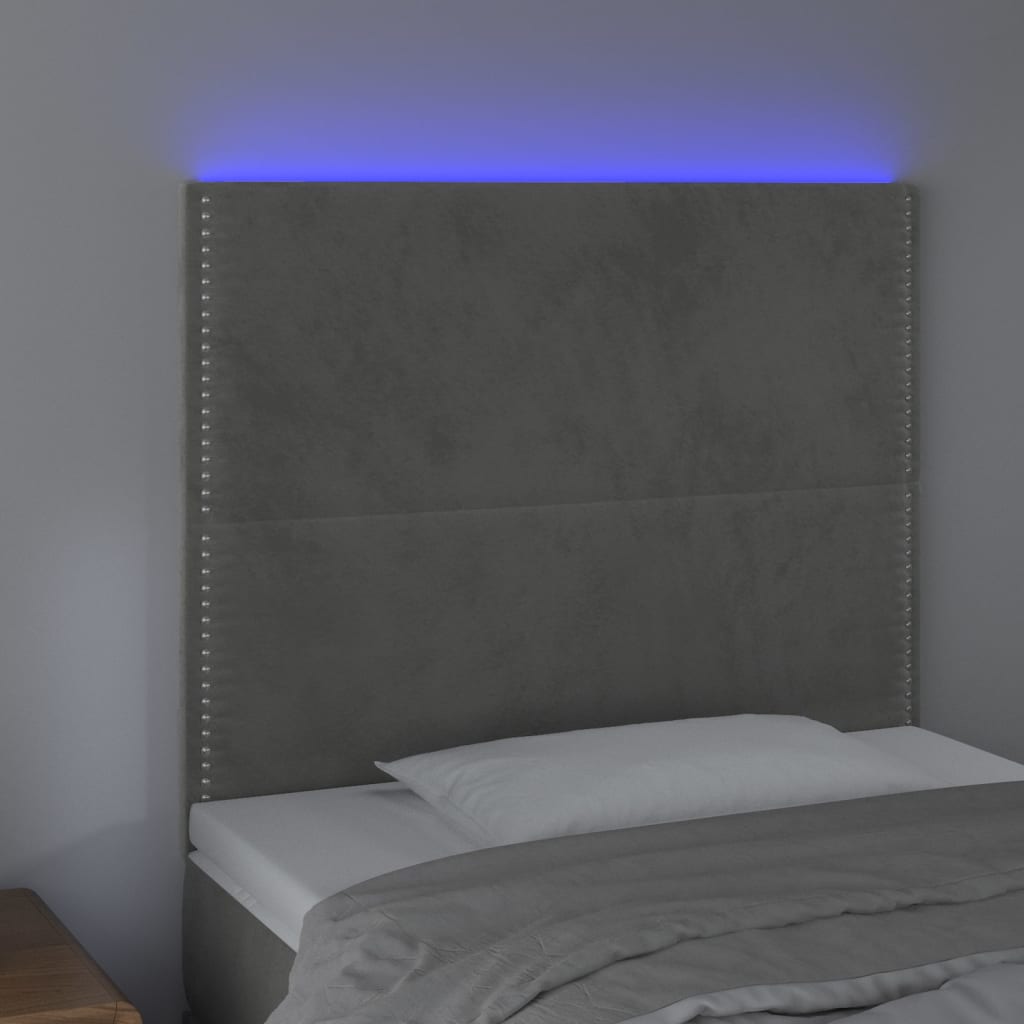 Κεφαλάρι Κρεβατιού LED Ανοιχτό Γκρι 90x5x118/128 εκ. Βελούδινο - Pakobazaar