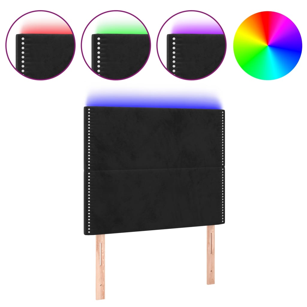 Κεφαλάρι Κρεβατιού LED Μαύρο 90x5x118/128 εκ. Βελούδινο