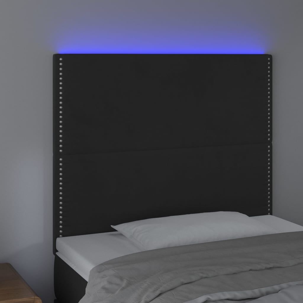 Κεφαλάρι Κρεβατιού LED Μαύρο 90x5x118/128 εκ. Βελούδινο