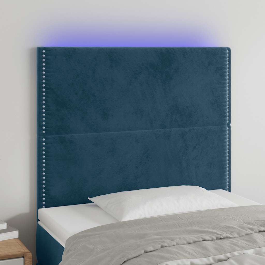 Κεφαλάρι Κρεβατιού LED Σκούρο Μπλε 90x5x118/128 εκ. Βελούδινο - Pakobazaar