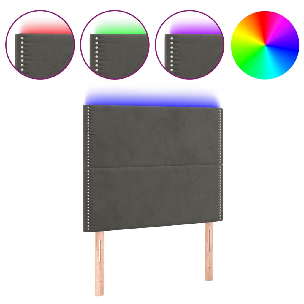 Κεφαλάρι Κρεβατιού LED Σκούρο Γκρι 100x5x118/128 εκ. Βελούδινο - Pakobazaar