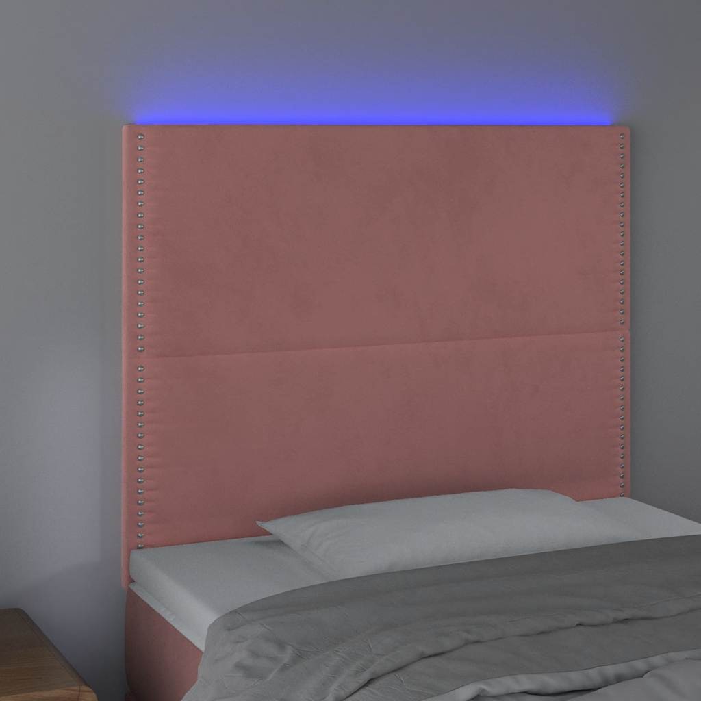 Κεφαλάρι Κρεβατιού LED Ροζ 100x5x118/128 εκ. Βελούδινο