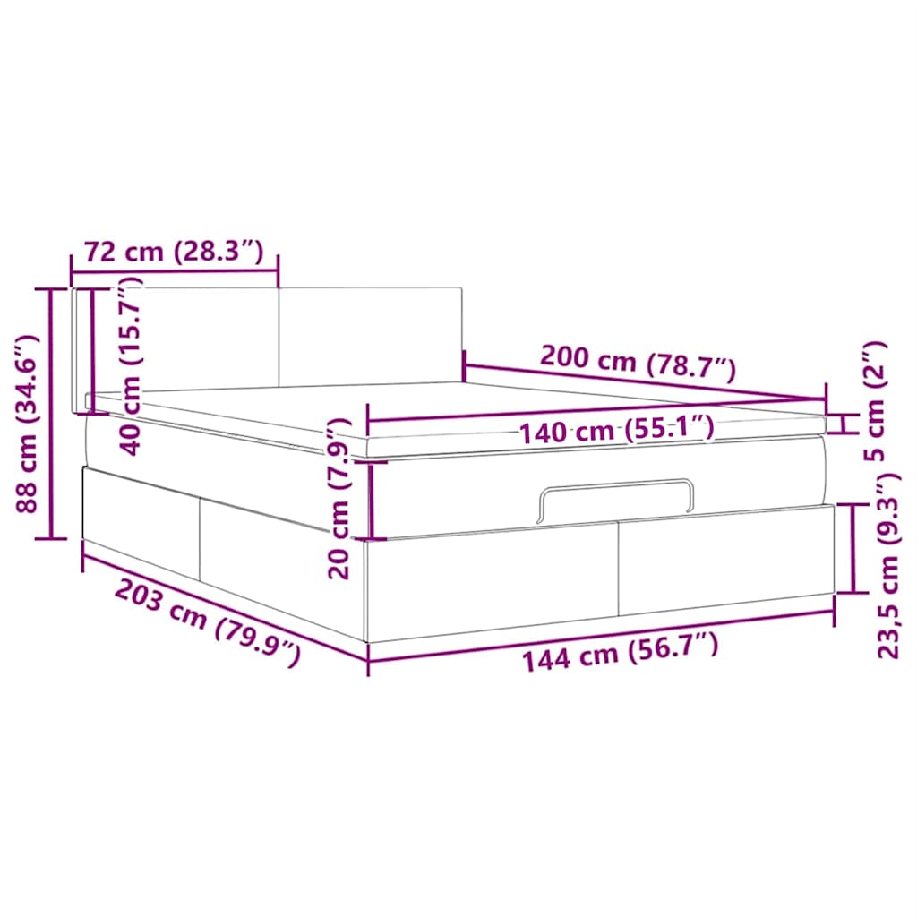 Κεφαλάρι Κρεβατιού LED Ανοιχτό Γκρι 144x5x118/128 εκ. Βελούδινο