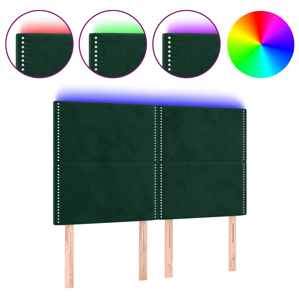 Κεφαλάρι Κρεβατιού LED Σκούρο Πράσινο 144x5x118/128 εκ.