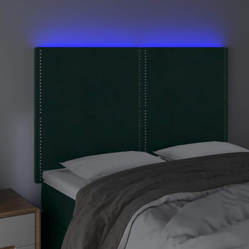 Κεφαλάρι Κρεβατιού LED Σκούρο Πράσινο 144x5x118/128 εκ.