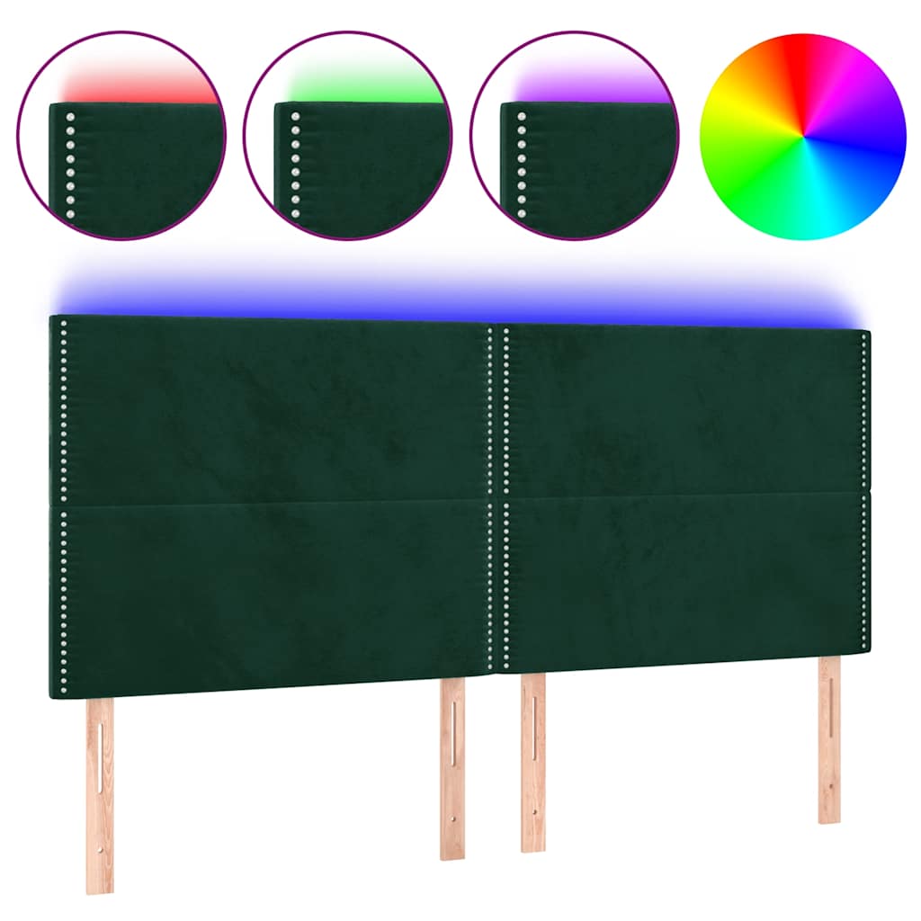 Κεφαλάρι Κρεβατιού LED Σκούρο Πράσινο 160x5x118/128 εκ.