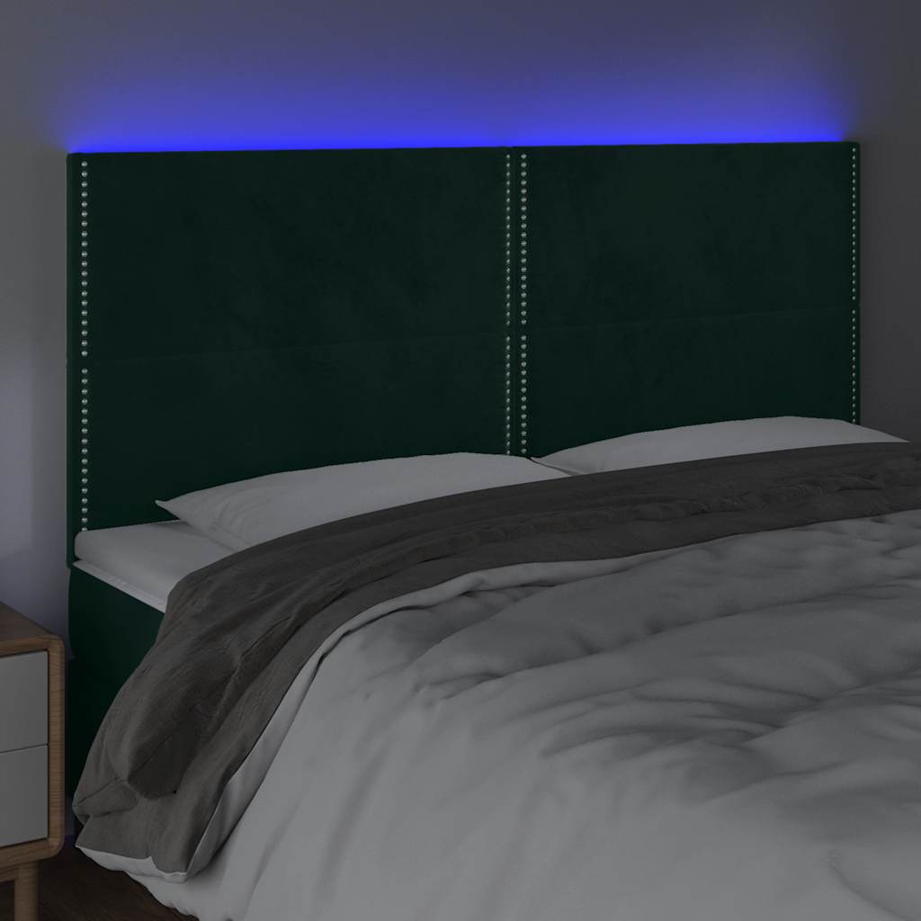 Κεφαλάρι Κρεβατιού LED Σκούρο Πράσινο 160x5x118/128 εκ.