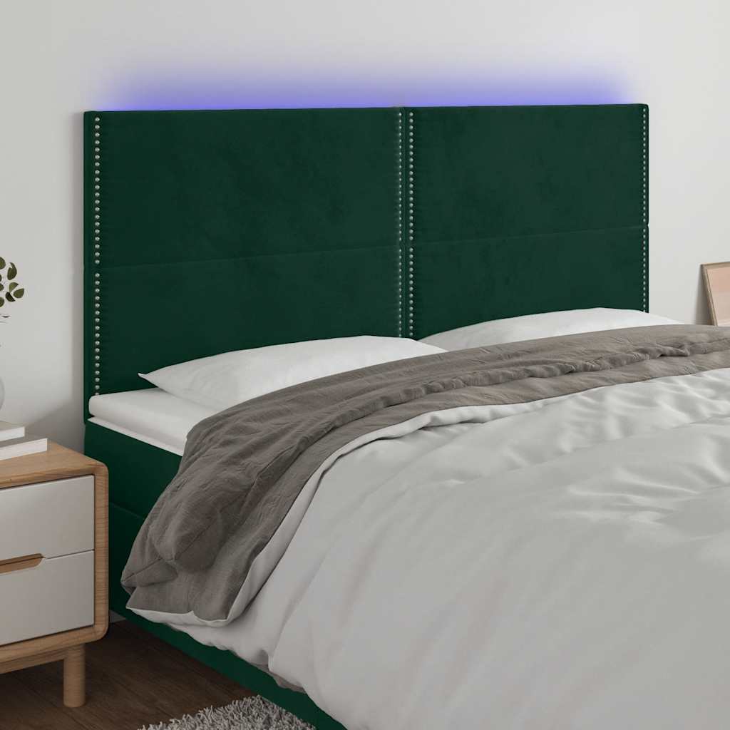 Κεφαλάρι Κρεβατιού LED Σκούρο Πράσινο 160x5x118/128 εκ.
