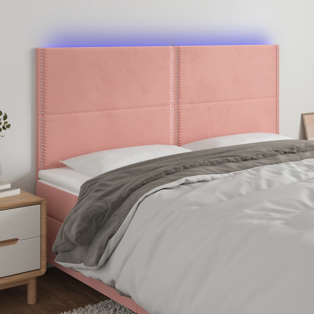 Κεφαλάρι Κρεβατιού LED Ροζ 160x5x118/128 εκ. Βελούδινο