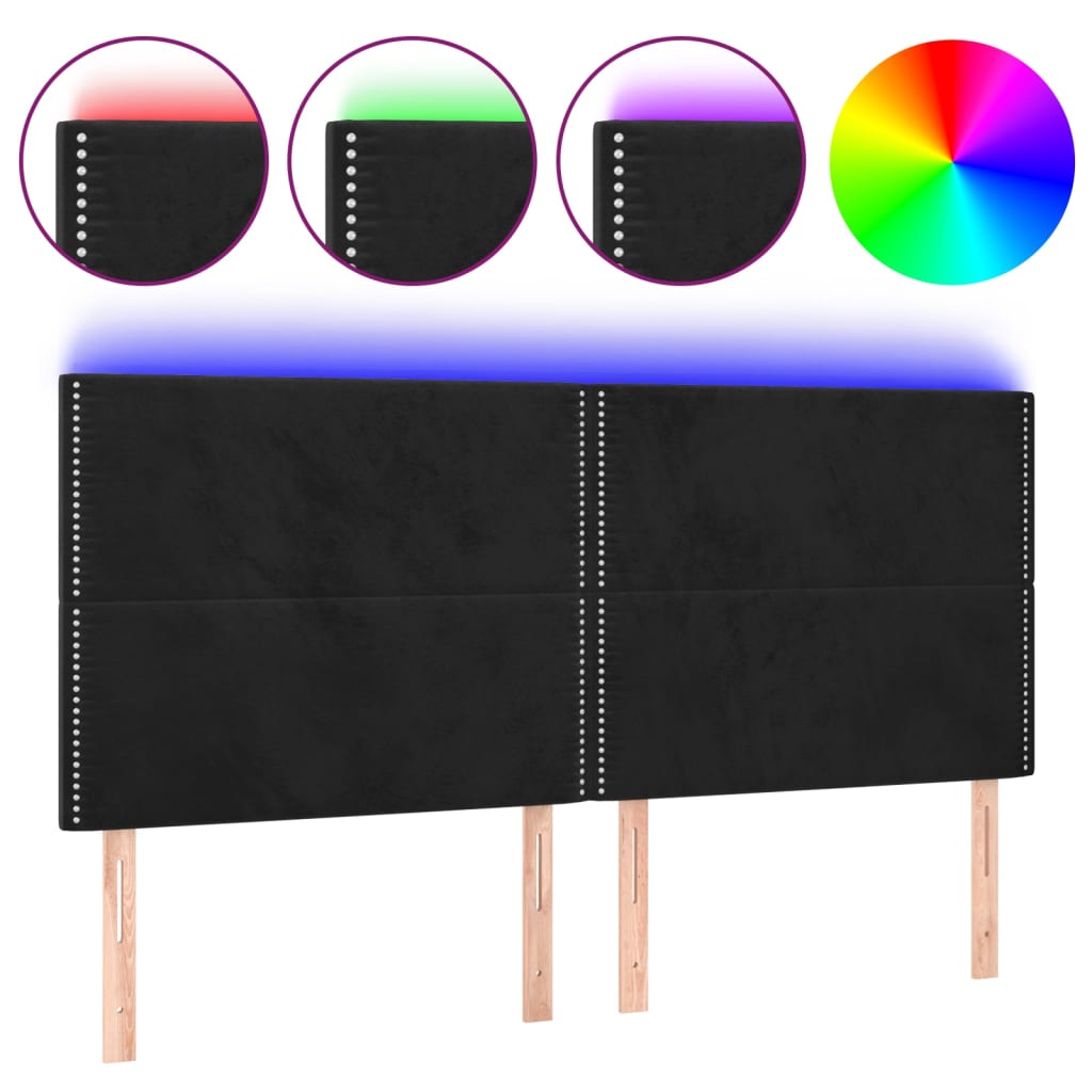 Κεφαλάρι Κρεβατιού LED Μαύρο 180x5x118/128 εκ. Βελούδινο