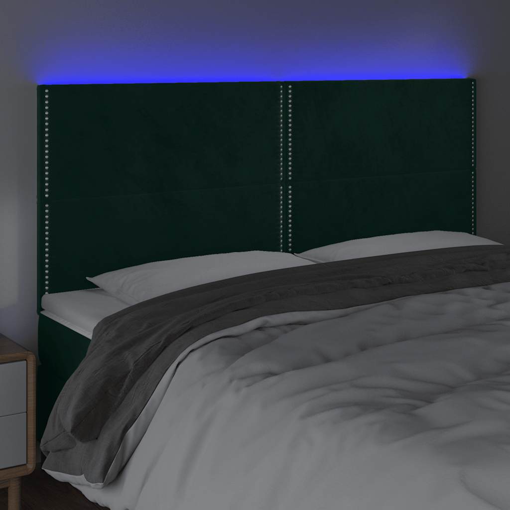 Κεφαλάρι Κρεβατιού LED Σκούρο Πράσινο 180x5x118/128 εκ.