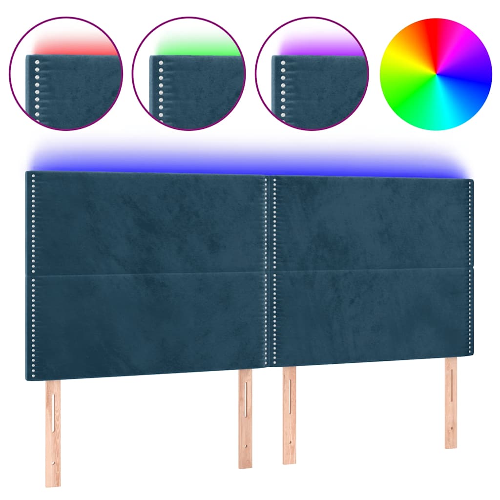 Κεφαλάρι Κρεβατιού LED Σκούρο Μπλε 180x5x118/128 εκ. Βελούδινο - Pakobazaar