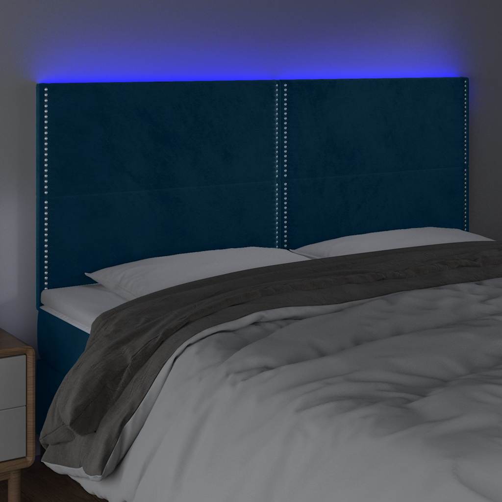 Κεφαλάρι Κρεβατιού LED Σκούρο Μπλε 180x5x118/128 εκ. Βελούδινο - Pakobazaar