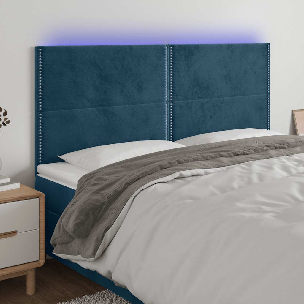 Κεφαλάρι Κρεβατιού LED Σκούρο Μπλε 180x5x118/128 εκ. Βελούδινο - Pakobazaar