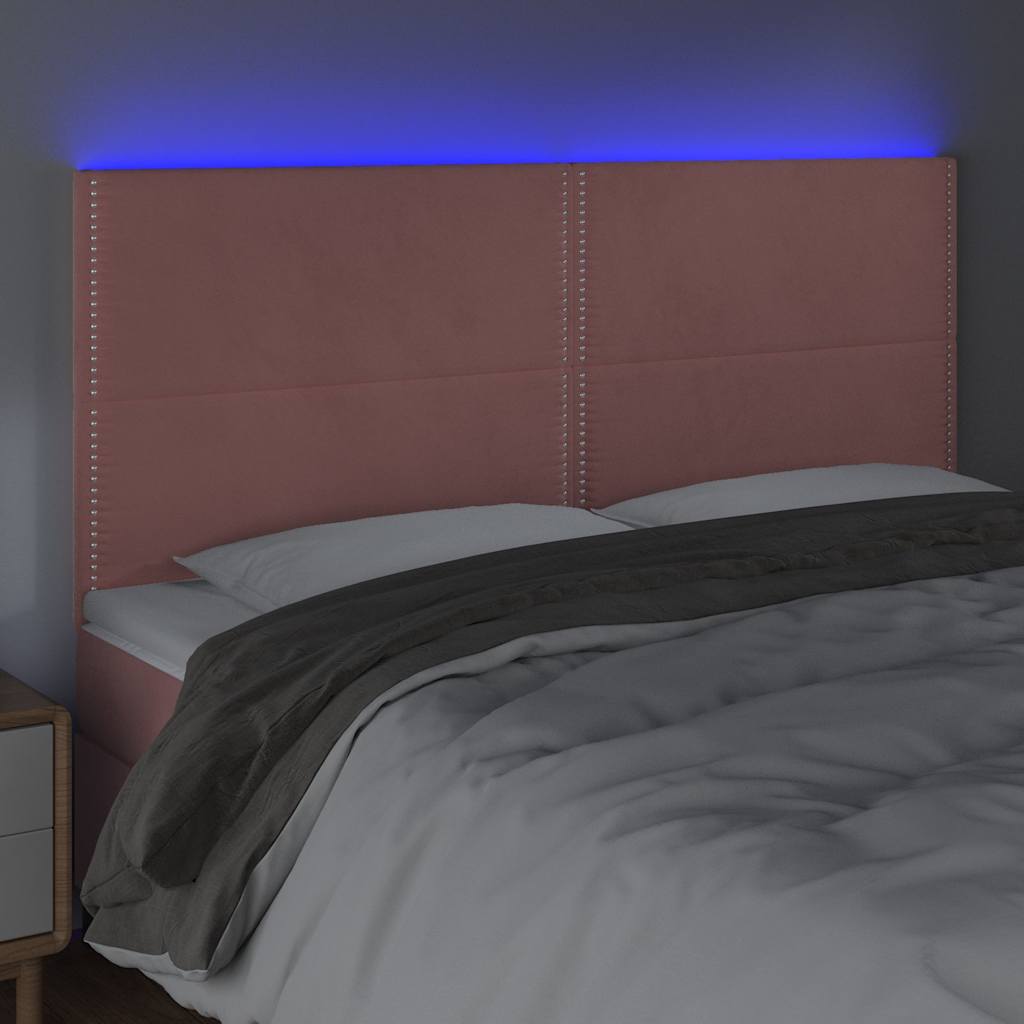 Κεφαλάρι Κρεβατιού LED Ροζ 180x5x118/128 εκ. Βελούδινο