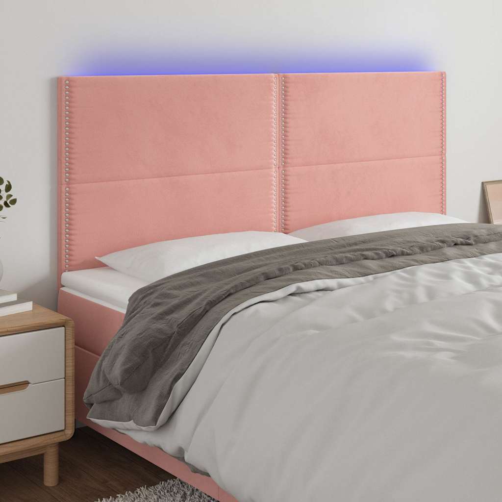 Κεφαλάρι Κρεβατιού LED Ροζ 180x5x118/128 εκ. Βελούδινο