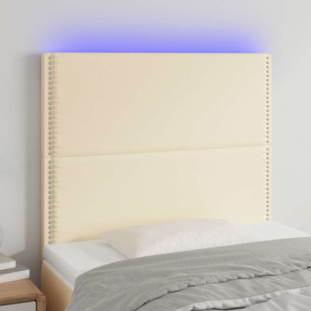 Κεφαλάρι Κρεβατιού LED Κρεμ 90x5x118/128 εκ