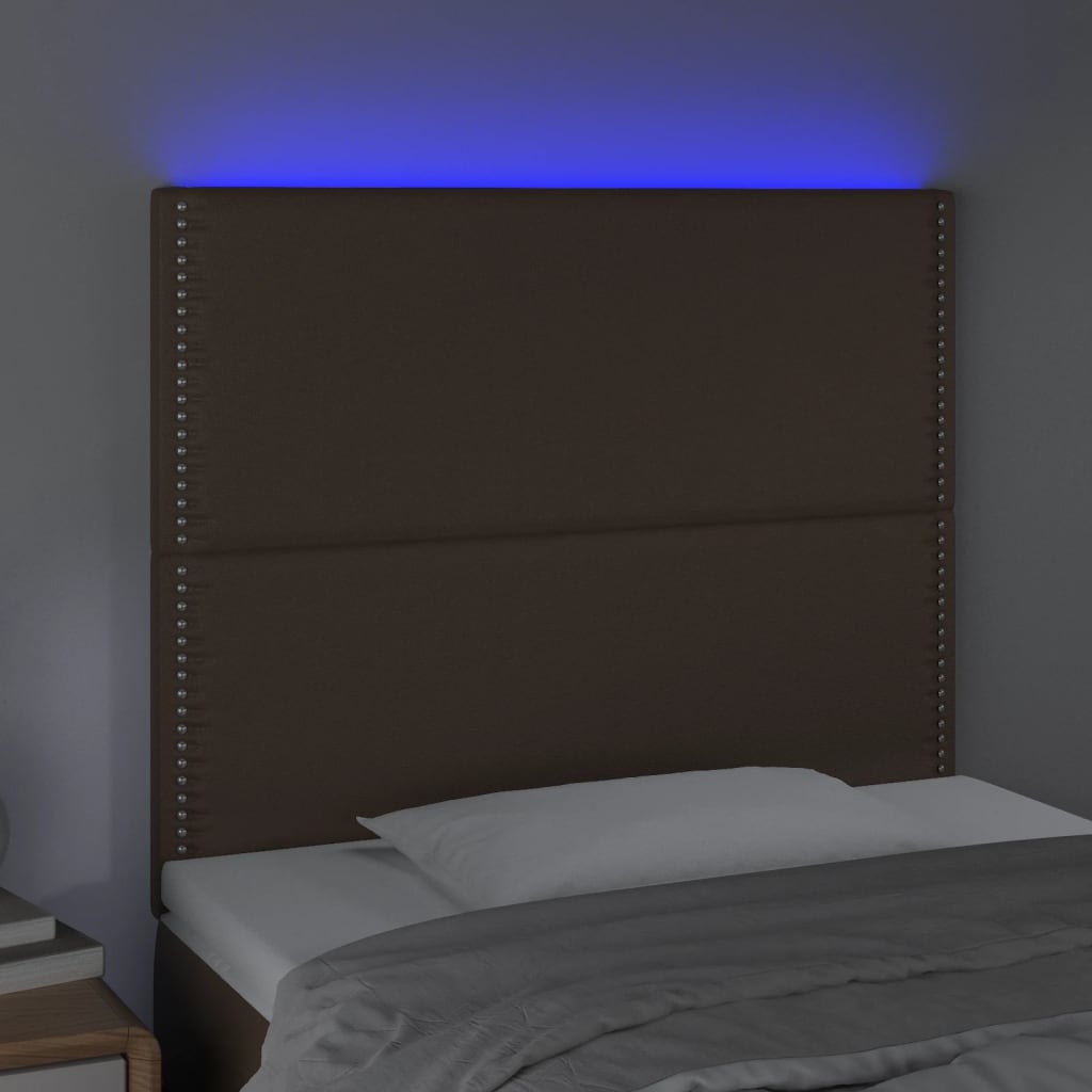 Κεφαλάρι Κρεβατιού LED Καφέ 100x5x118/128 εκ. Συνθετ. Δέρμα