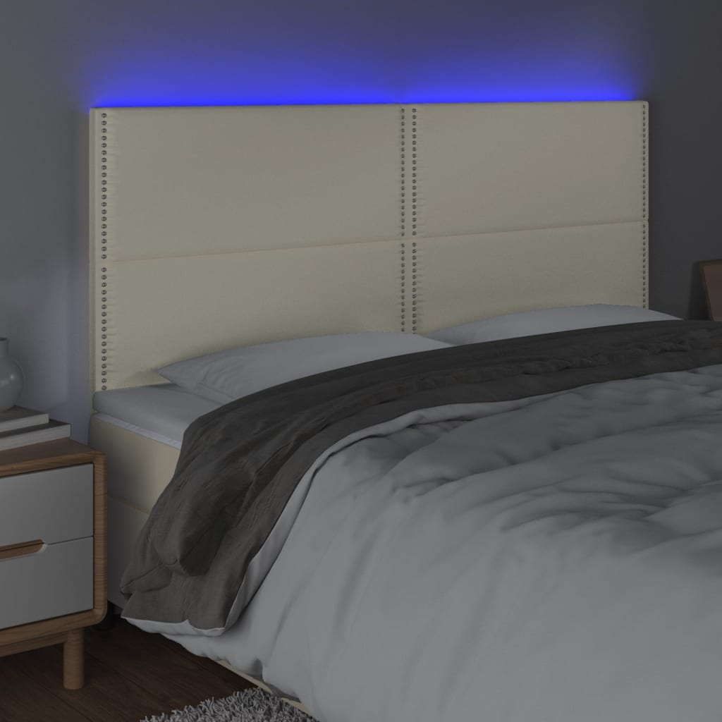 Κεφαλάρι Κρεβατιού LED Κρεμ 160x5x118/128 εκ. Συνθετ. Δέρμα - Pakobazaar