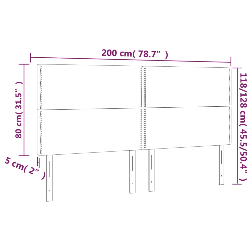Κεφαλάρι Κρεβατιού LED Κρεμ 200x5x118/128 εκ. Συνθετ. Δέρμα - Pakobazaar