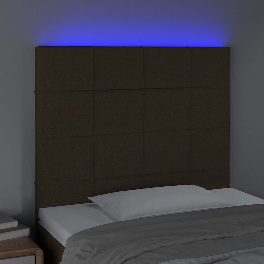 Κεφαλάρι Κρεβατιού LED Σκούρο Καφέ 80x5x118/128εκ. Υφασμάτινο - Pakobazaar