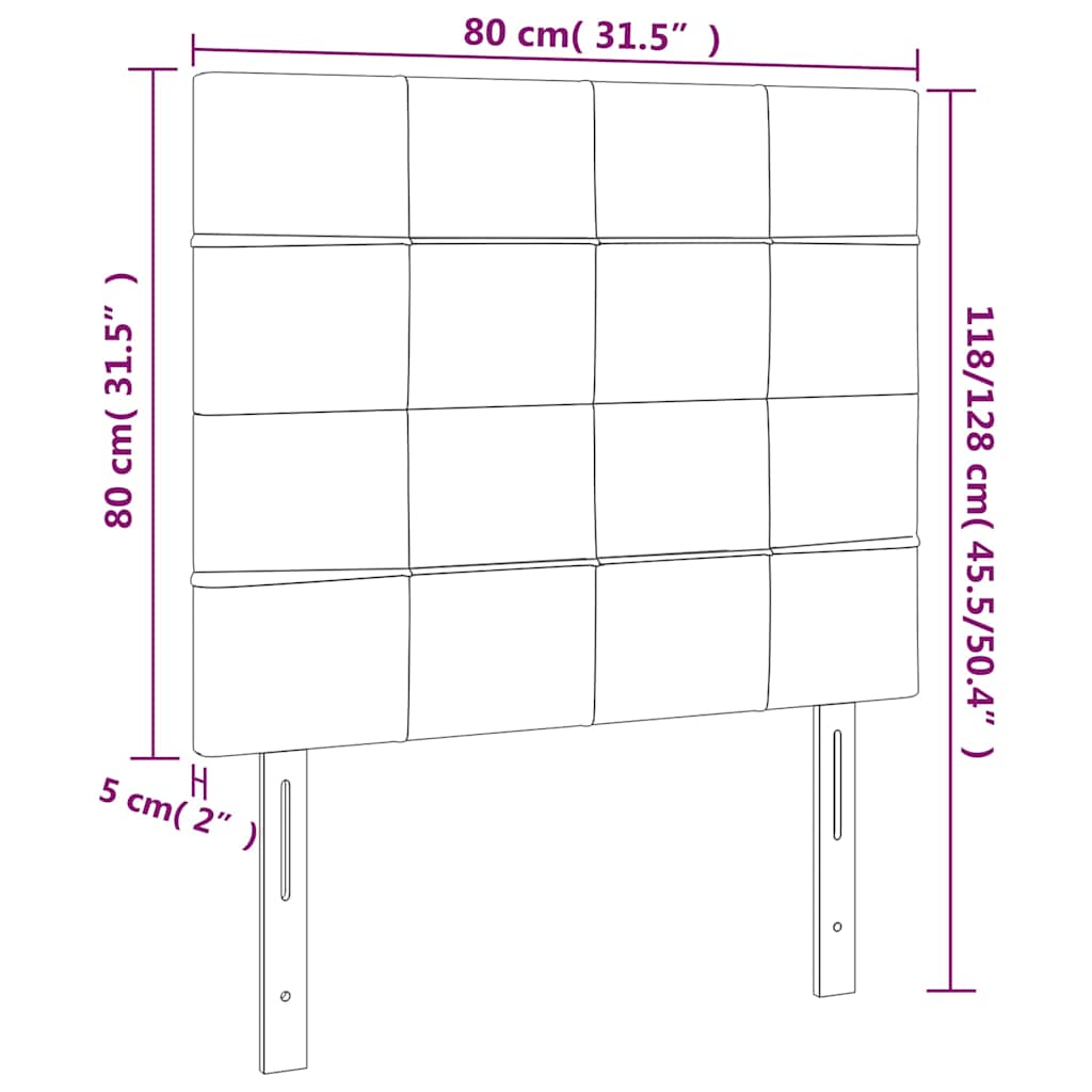 Κεφαλάρι Κρεβατιού LED Σκούρο Καφέ 80x5x118/128εκ. Υφασμάτινο - Pakobazaar
