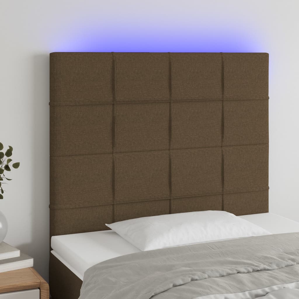 Κεφαλάρι Κρεβατιού LED Σκούρο Καφέ 90x5x118/128εκ. Υφασμάτινο