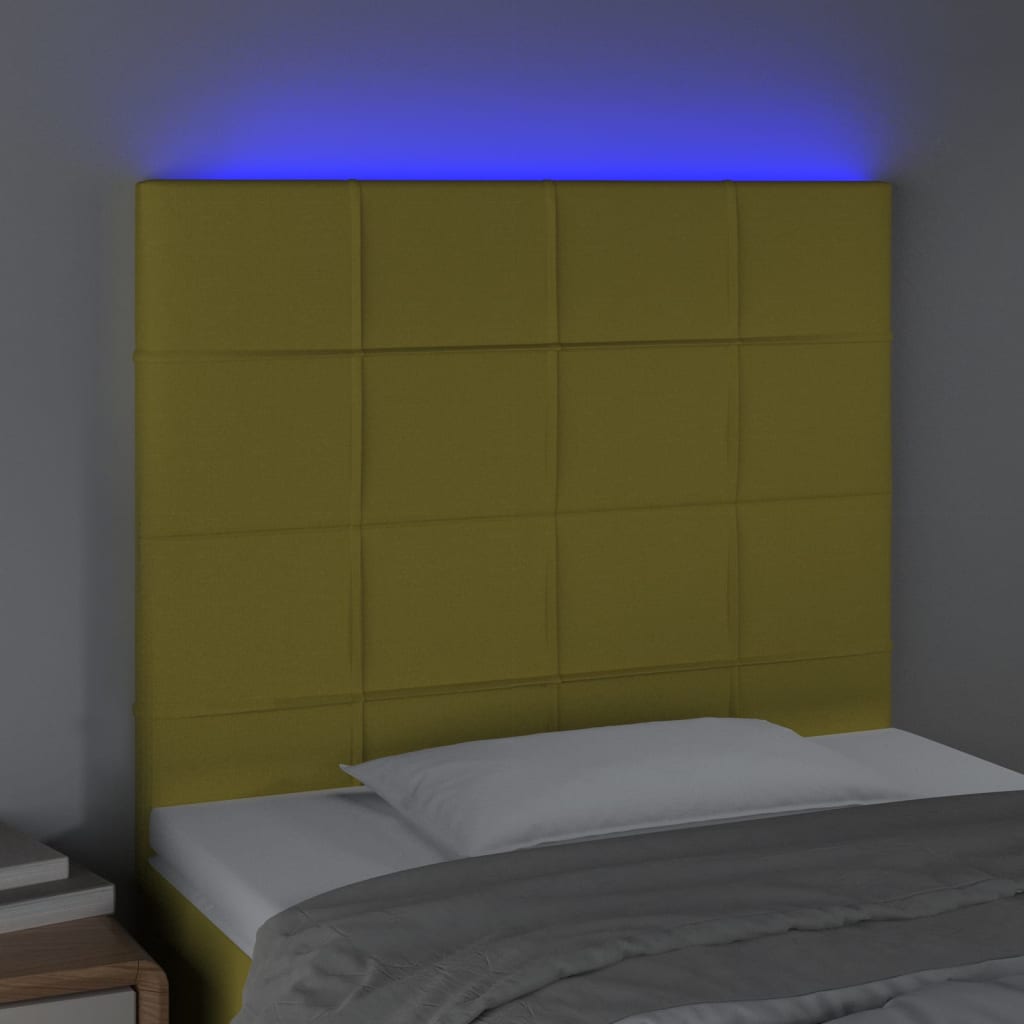 Κεφαλάρι Κρεβατιού LED Πράσινο 90x5x118/128 εκ. Υφασμάτινο