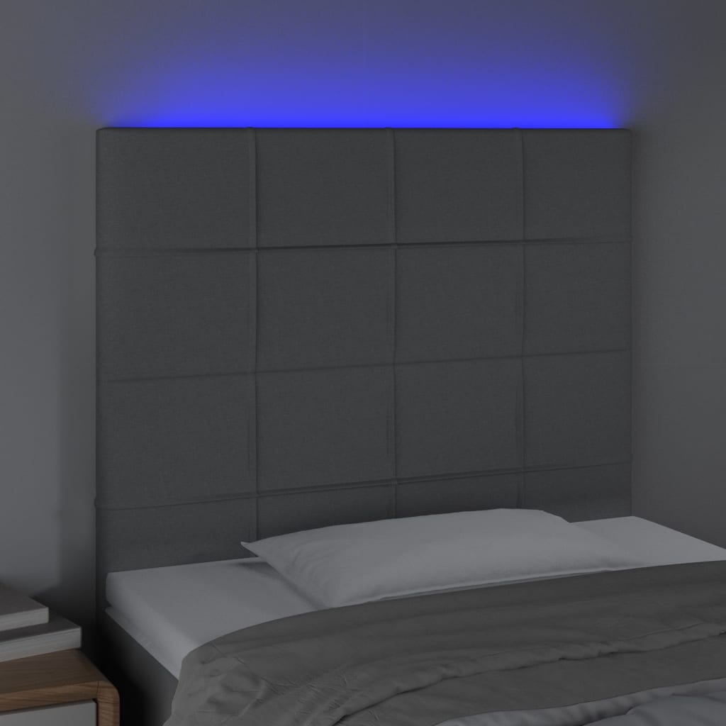 Κεφαλάρι Κρεβατιού LED Ανοιχτό Γκρι 100x5x118/128εκ. Υφασμάτινο - Pakobazaar