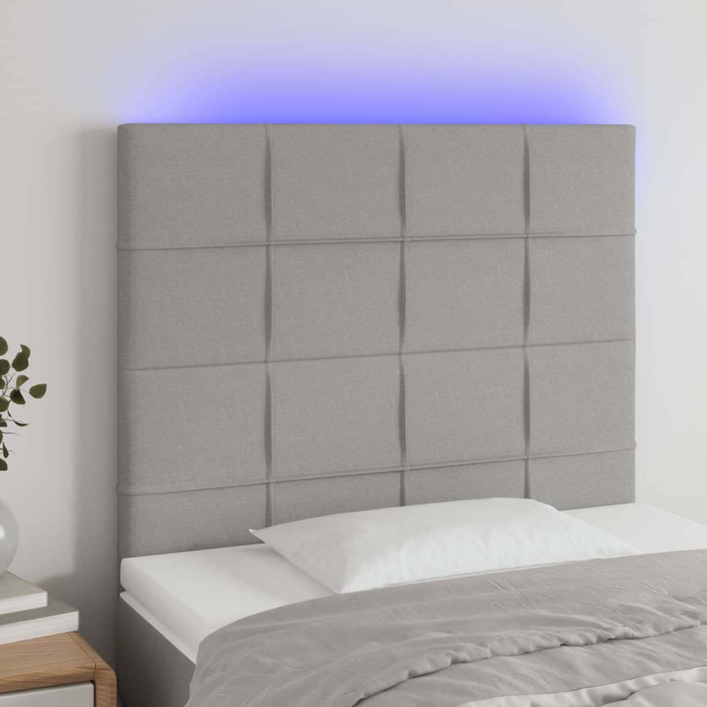Κεφαλάρι Κρεβατιού LED Ανοιχτό Γκρι 100x5x118/128εκ. Υφασμάτινο - Pakobazaar
