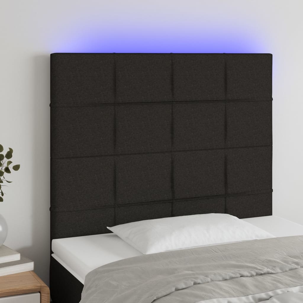 Κεφαλάρι Κρεβατιού LED Μαύρο 100x5x118/128 εκ. Υφασμάτινο - Pakobazaar
