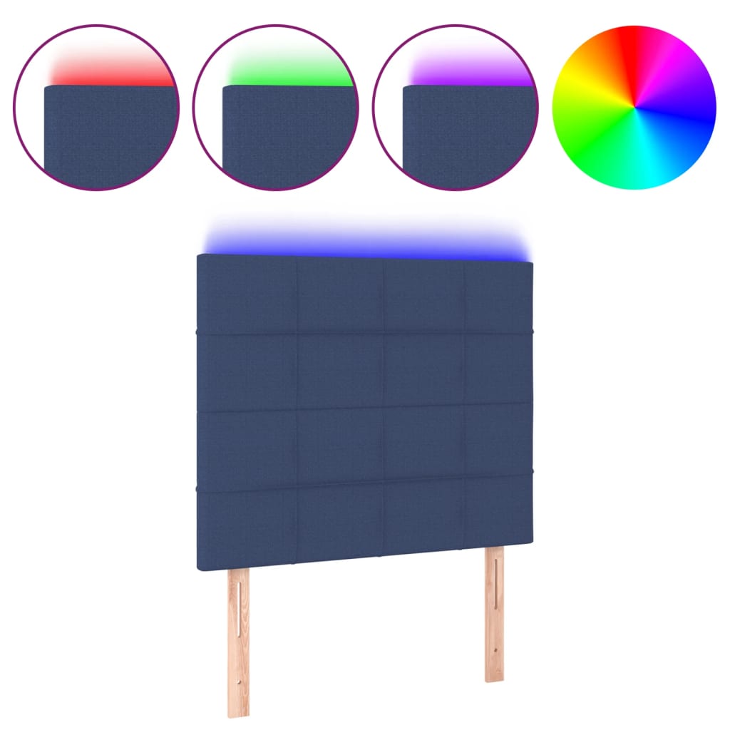 Κεφαλάρι Κρεβατιού LED Μπλε 100x5x118/128 εκ. Υφασμάτινο