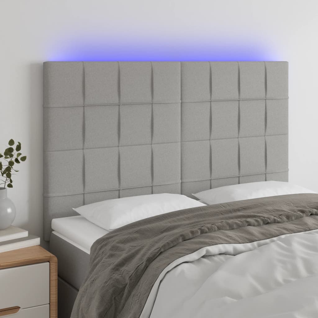 Κεφαλάρι Κρεβατιού LED Ανοιχτό Γκρι 144x5x118/128 εκ.