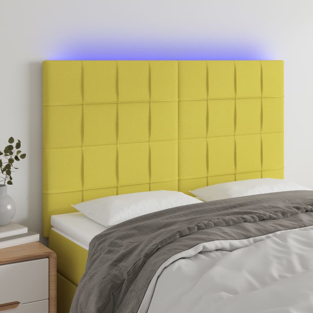 Κεφαλάρι Κρεβατιού LED Πράσινο 144x5x118/128 εκ. Υφασμάτινο