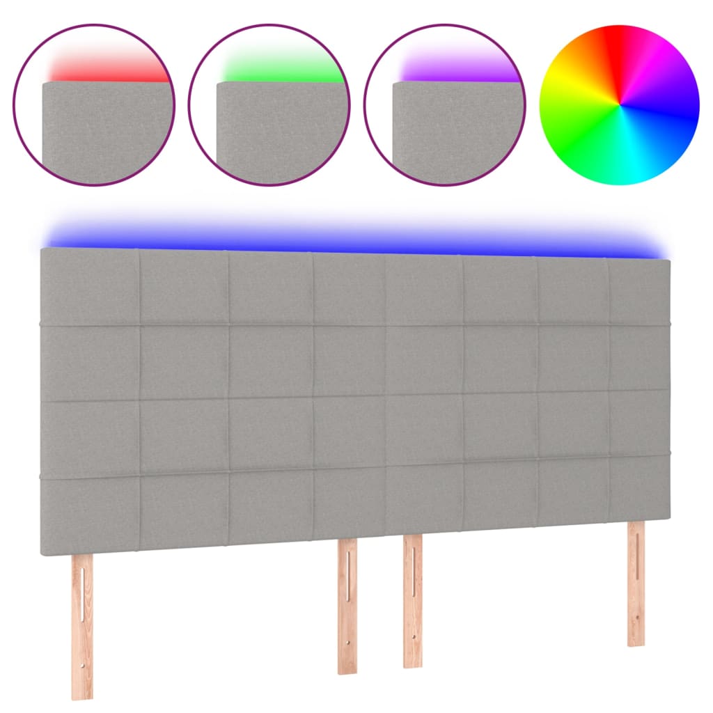 Κεφαλάρι Κρεβατιού LED Ανοιχτό Γκρι 160x5x118/128εκ. Υφασμάτινο