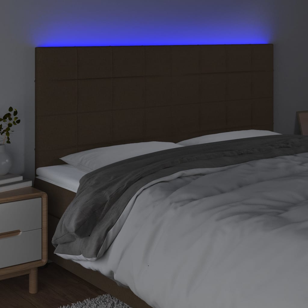 Κεφαλάρι Κρεβατιού LED Σκούρο Καφέ 160x5x118/128εκ. Υφασμάτινο