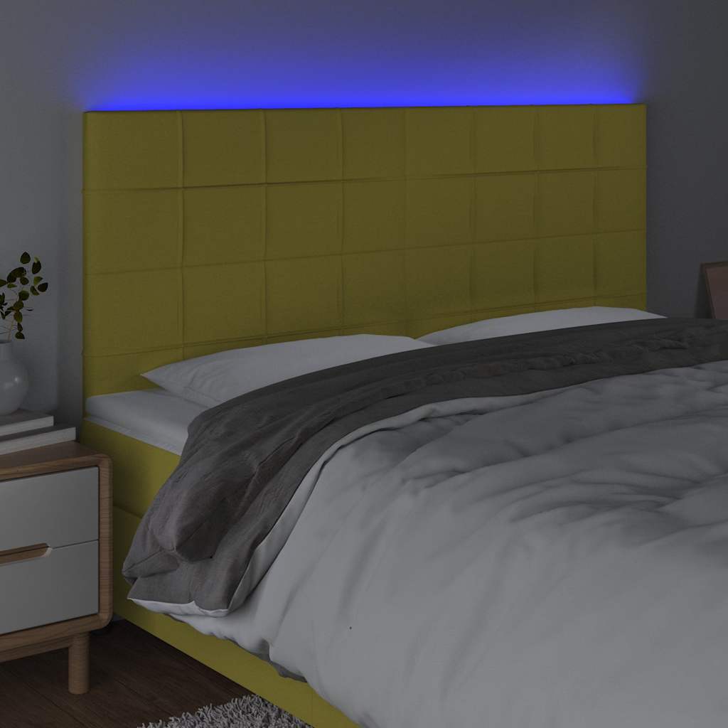Κεφαλάρι Κρεβατιού LED Πράσινο 200x5x118/128 εκ. Υφασμάτινο - Pakobazaar