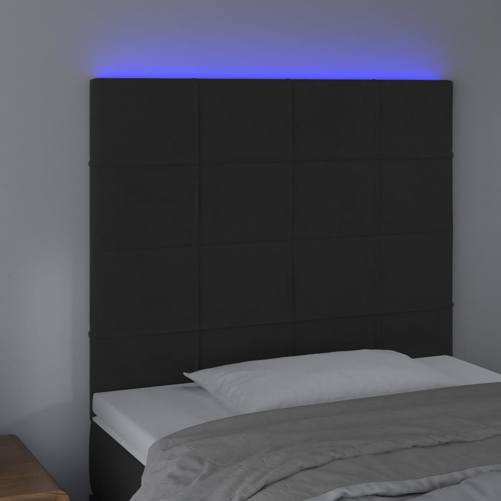 Κεφαλάρι Κρεβατιού LED Μαύρο 90x5x118/128 εκ. Βελούδινο