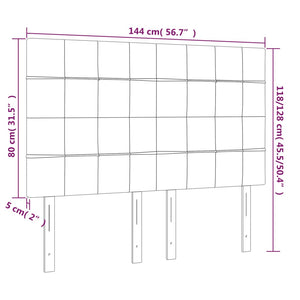 Κεφαλάρι Κρεβατιού LED Ανοιχτό Γκρι 144x5x118/128 εκ. Βελούδινο