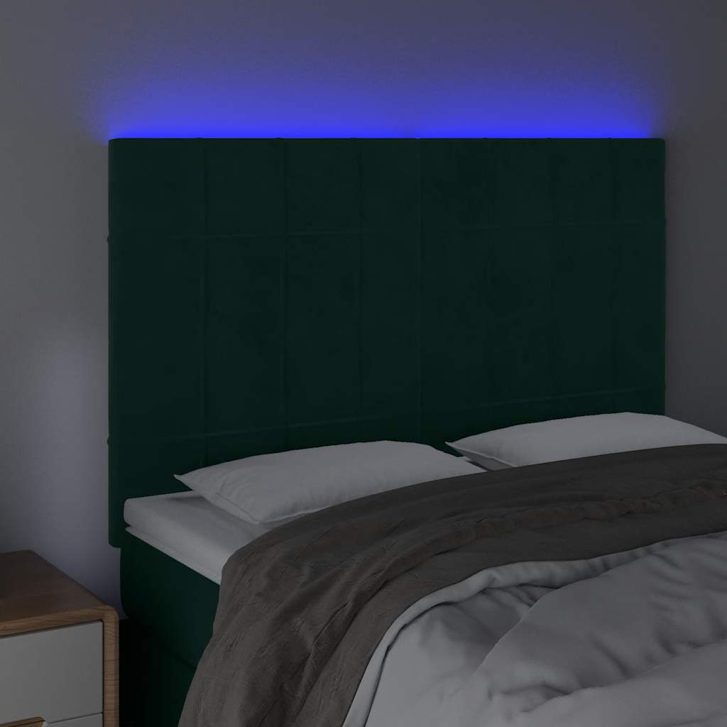 Κεφαλάρι Κρεβατιού LED Σκούρο Πράσινο 144x5x118/128 εκ.