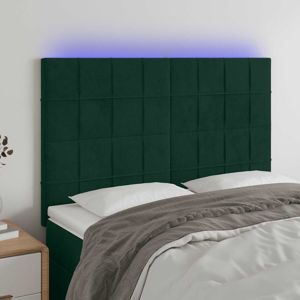 Κεφαλάρι Κρεβατιού LED Σκούρο Πράσινο 144x5x118/128 εκ.