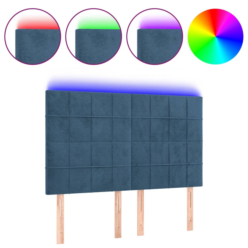 Κεφαλάρι Κρεβατιού LED Σκούρο Μπλε 144x5x118/128 εκ. Βελούδινο - Pakobazaar