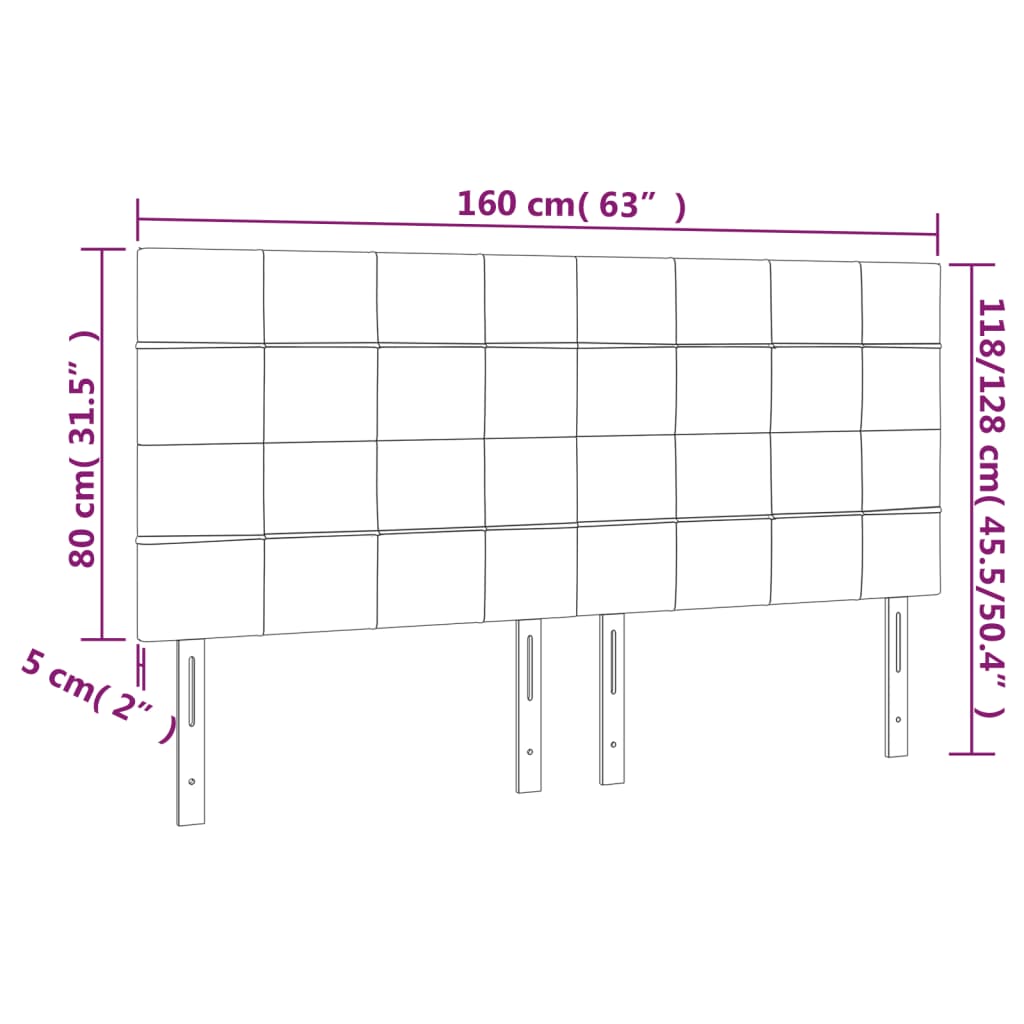 Κεφαλάρι Κρεβατιού LED Ανοιχτό Γκρι 160x5x118/128 εκ. Βελούδινο