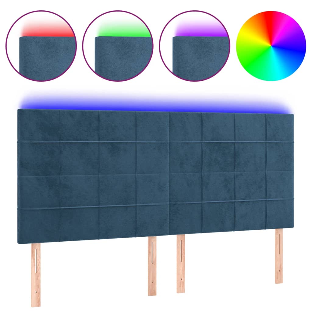 Κεφαλάρι Κρεβατιού LED Σκούρο Μπλε 160x5x118/128 εκ. Βελούδινο