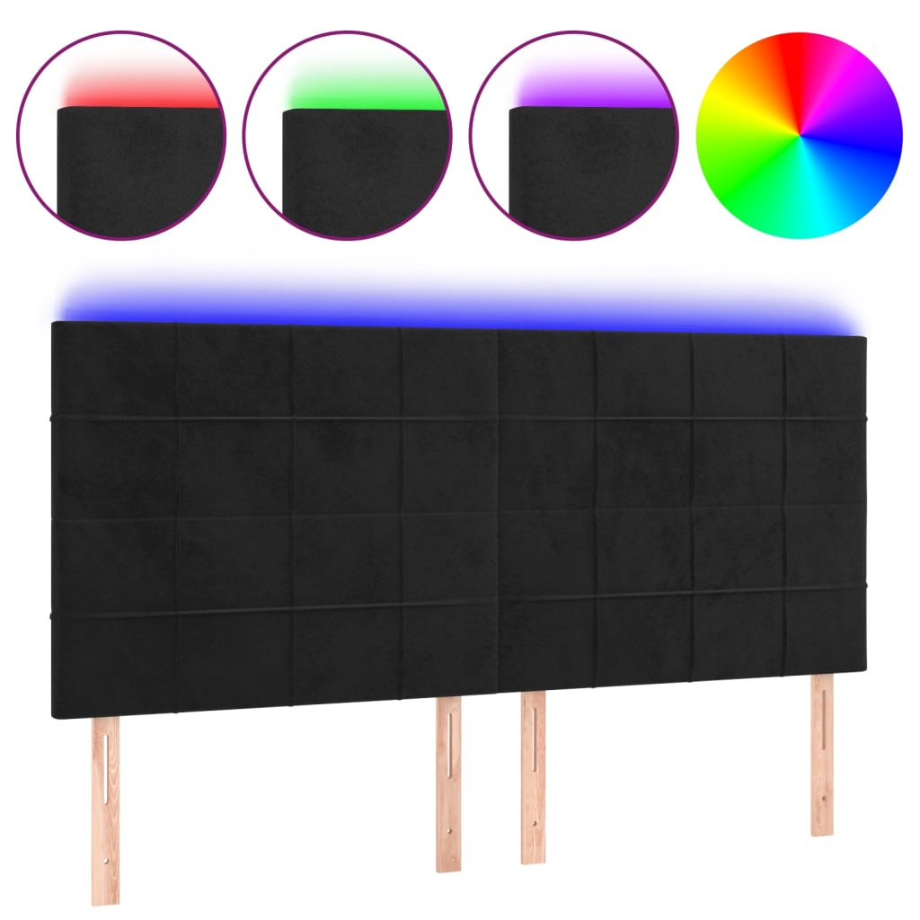 Κεφαλάρι Κρεβατιού LED Μαύρο 180x5x118/128 εκ. Βελούδινο