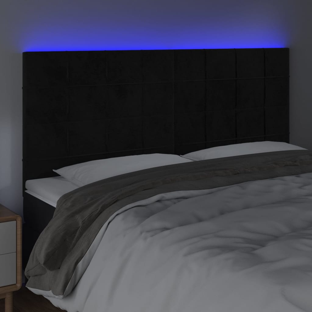 Κεφαλάρι Κρεβατιού LED Μαύρο 180x5x118/128 εκ. Βελούδινο